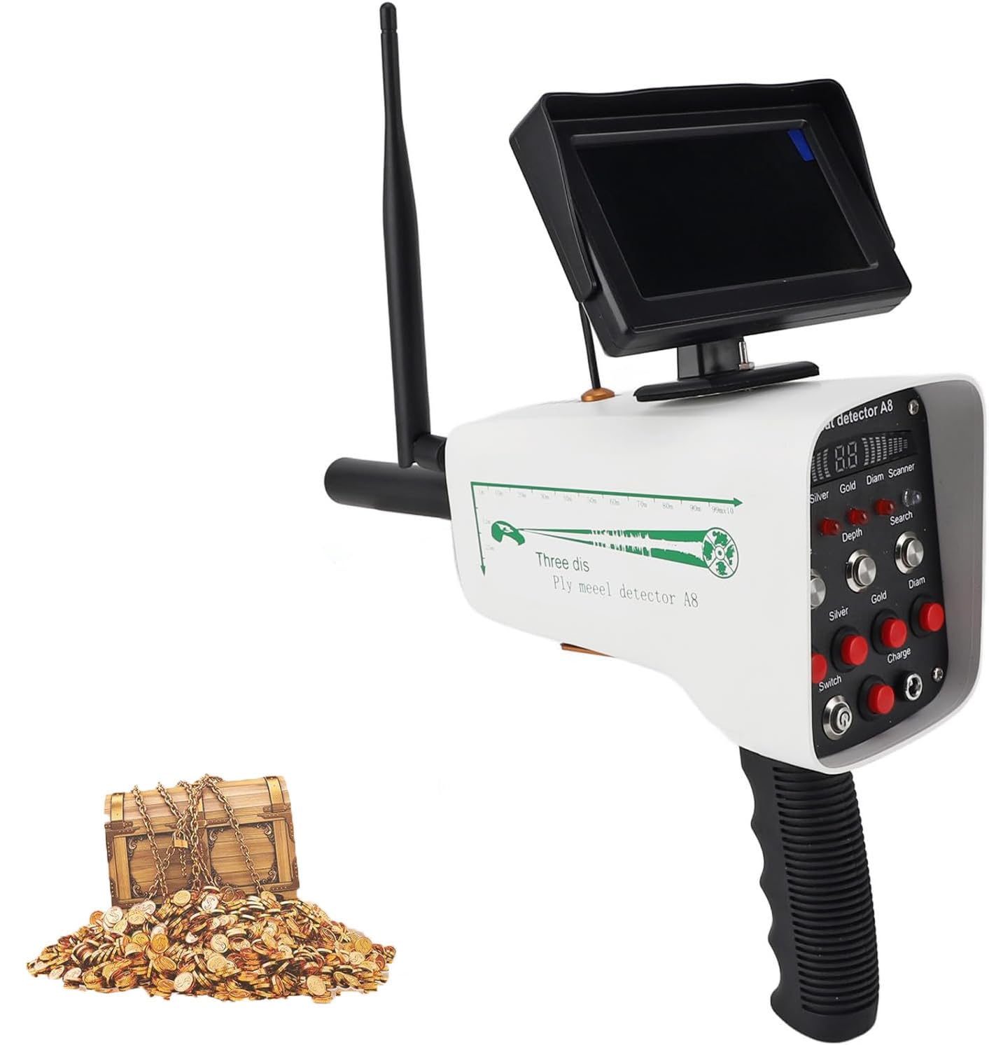 LjlXanthiper Professional Metal Detector,Gold Silver Copper Detection,Underground Metal Finder with LCD Display,Metal Treasure Scanner,1000m Range 30m Depth,For Gold Silver Copper Prospecting