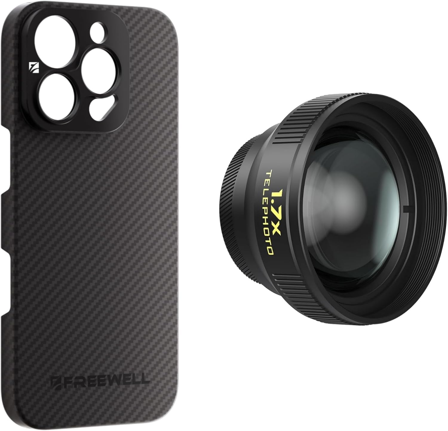 FREEWELL Pro Filmmaker Case and 1.7X Telephoto Lens Kit Compatible with iPhone 16 Pro Max-17mm Lens Mount