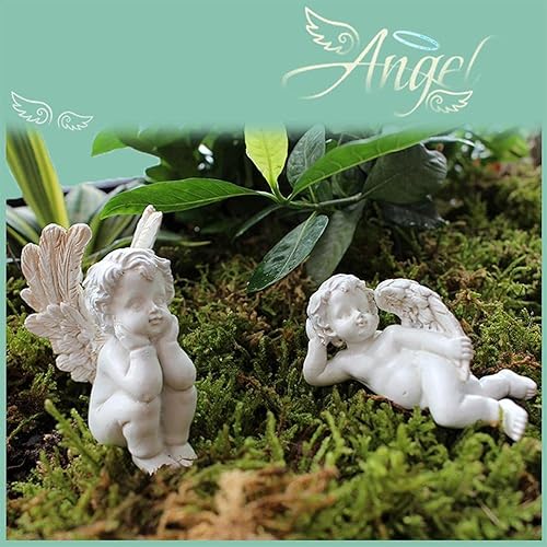 Miniatura 7 de 5 piezas de estatuas de ángel en miniatura, estacas de jardín de resina, maceteros de jardín en miniatura, figuritas de ángel, decoración