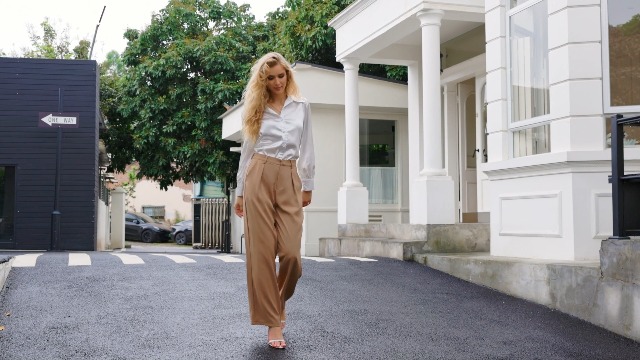XISOXU Women Wide Leg Pants High Waist Straight Work Pants Office