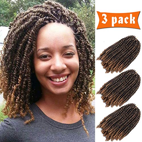 3 Pack Spring Twist Crochet Braiding Hair Ombre Colors Synthetic Hair Extensions