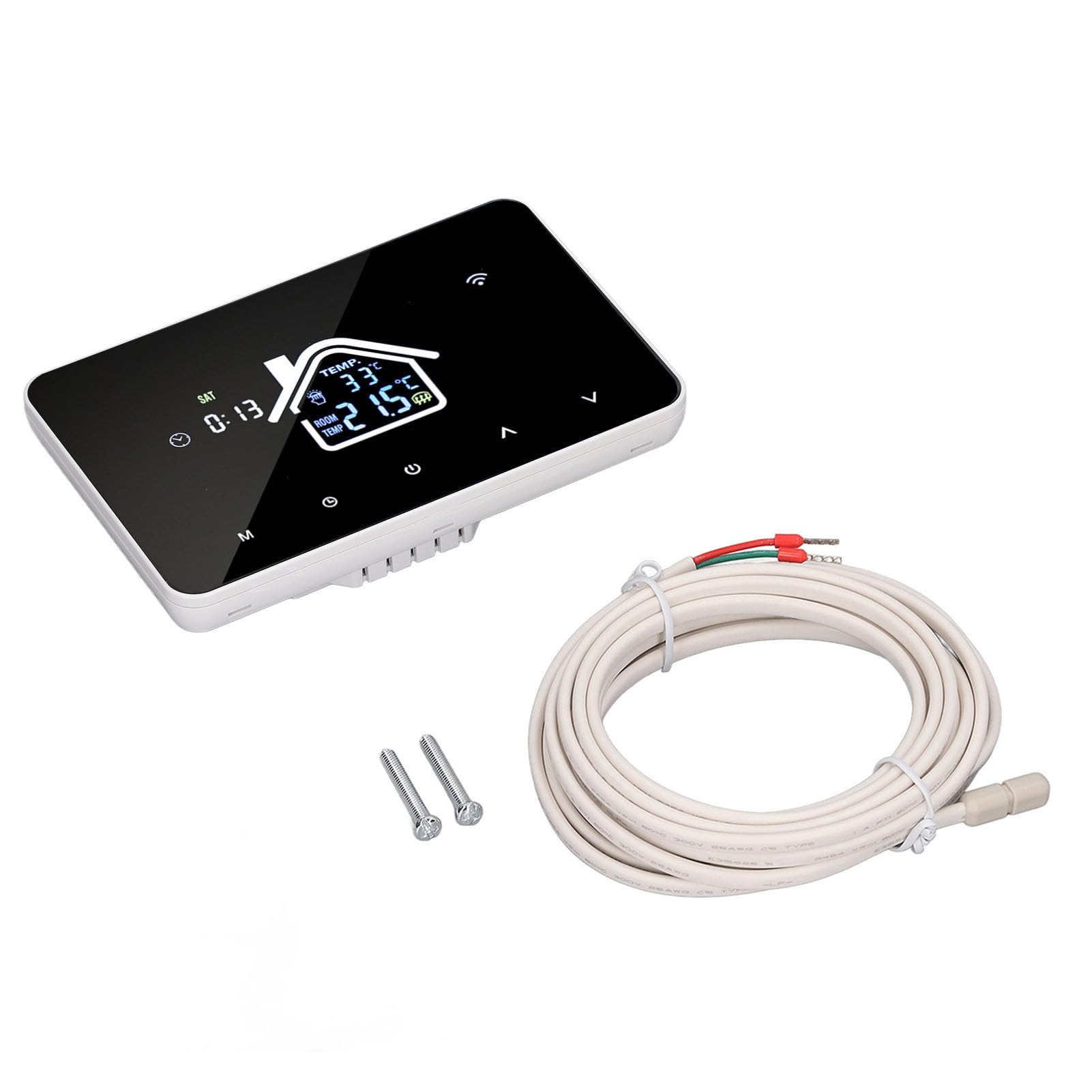 Cocoarm Fußbodenheizungsthermostat, Digitaler Thermostat mit 4,3-Zoll-Touchscreen, AC230V 16A, Programmierbarer Temperaturregler 41 Bis 203 Fahrenheit für Home Office Hotel (WiFi)