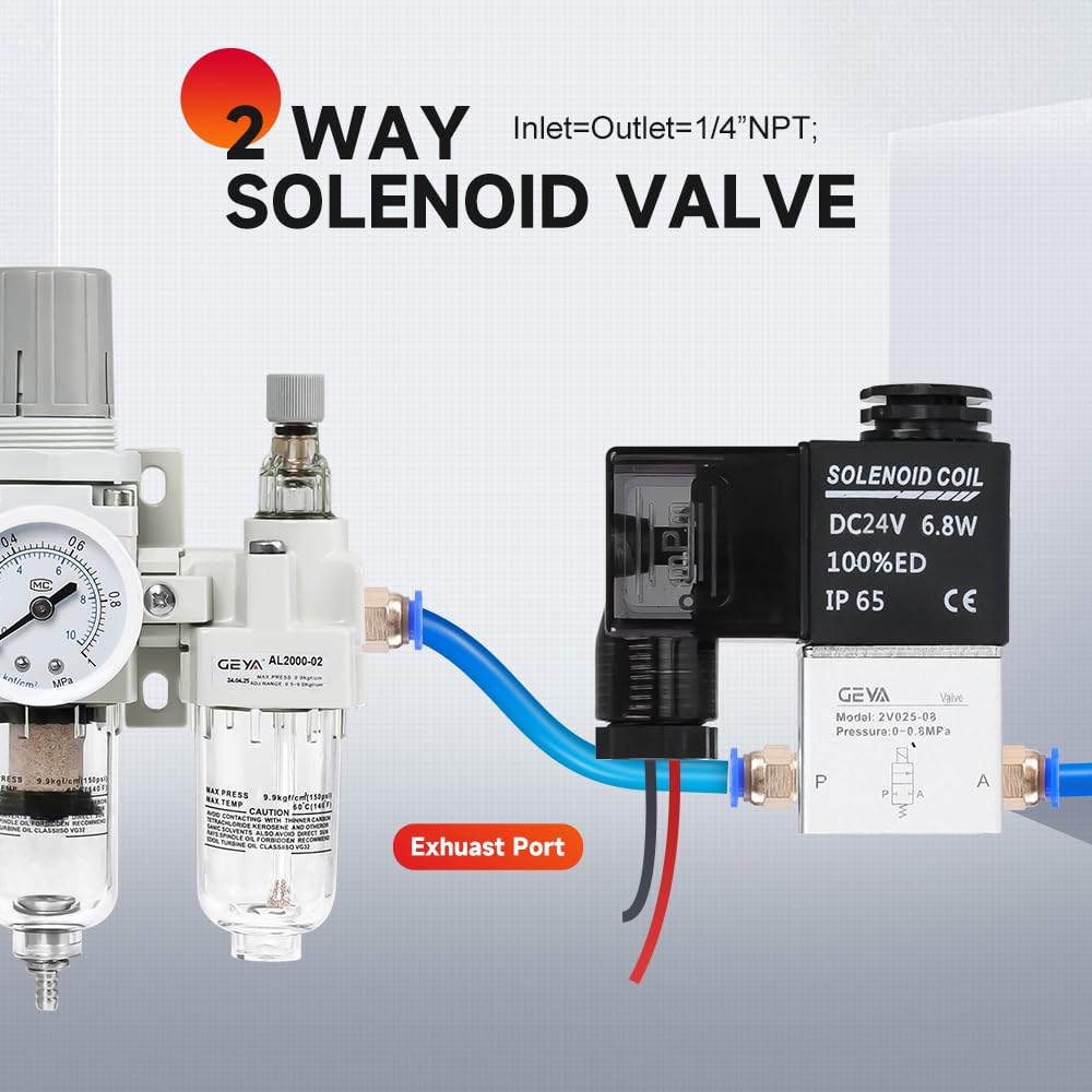 IGOYE 2V025-08 Solenoid Valve - 24V DC, 2-Way Normally Closed, 1/8" NPT For Air, Water, Oil