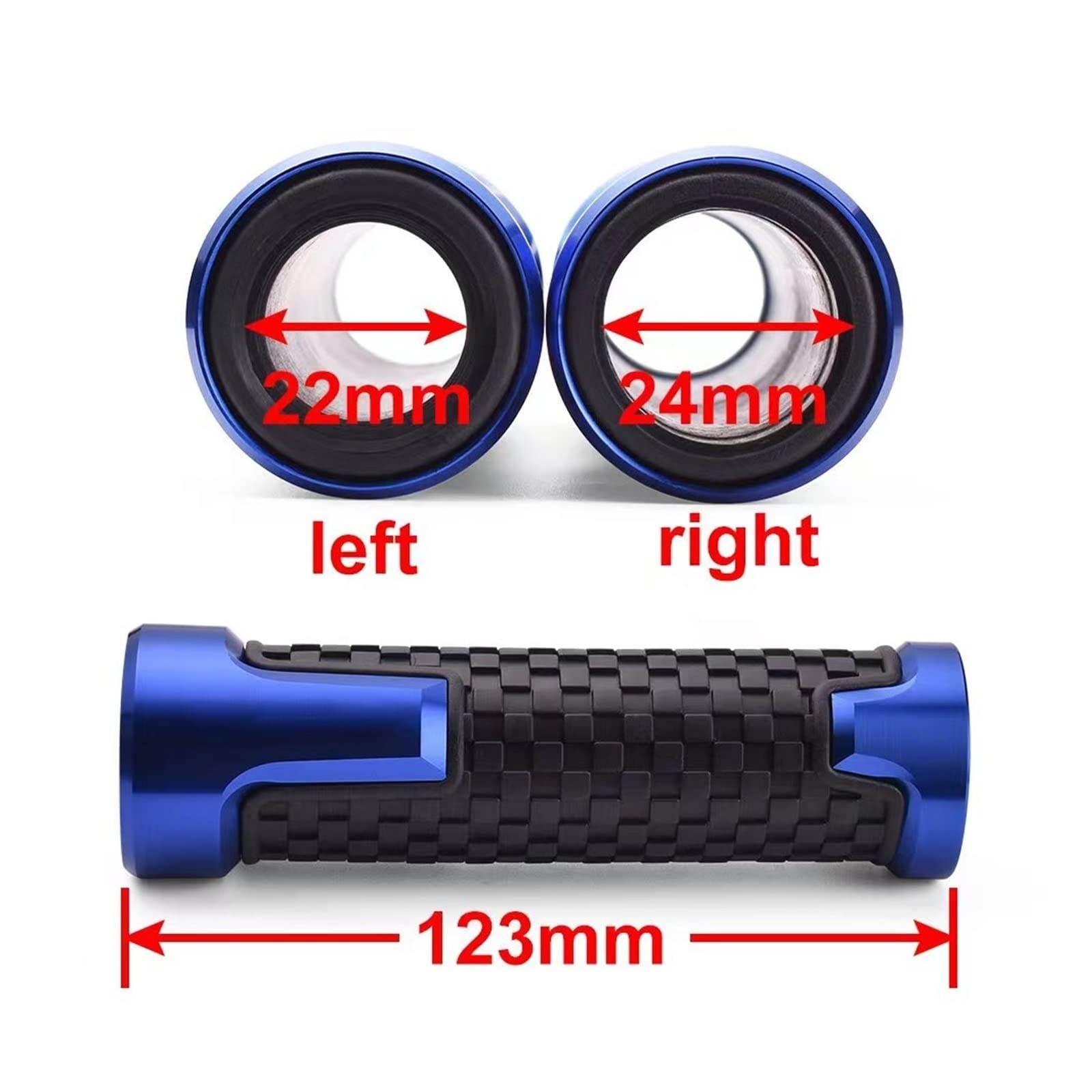 manopole per manubrio moto PER YAMAHA FZ1 FAZER FZ-1 2006-2015 2014 2013 2012 Moto 22mm 7/8 "CNC Manubrio Manopole Impugnatura In Gomma Accessori (Colore : 1)