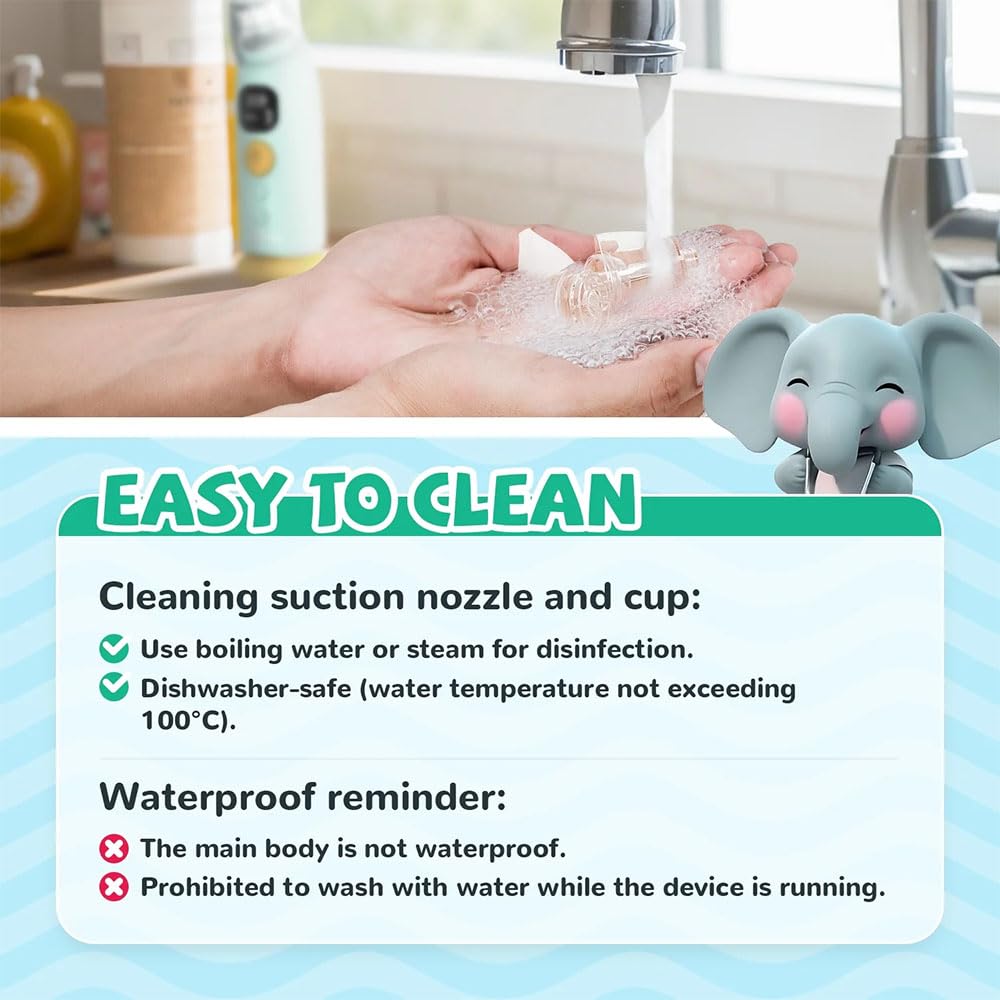 Aspirador Nasal para Bebés, Alta Potencia de Succión Aspirador Nasal Eléctrico para Bebés con 3 Potencias de Succión, Música y luz Función para Bebés y Niños Pequeños — view 3