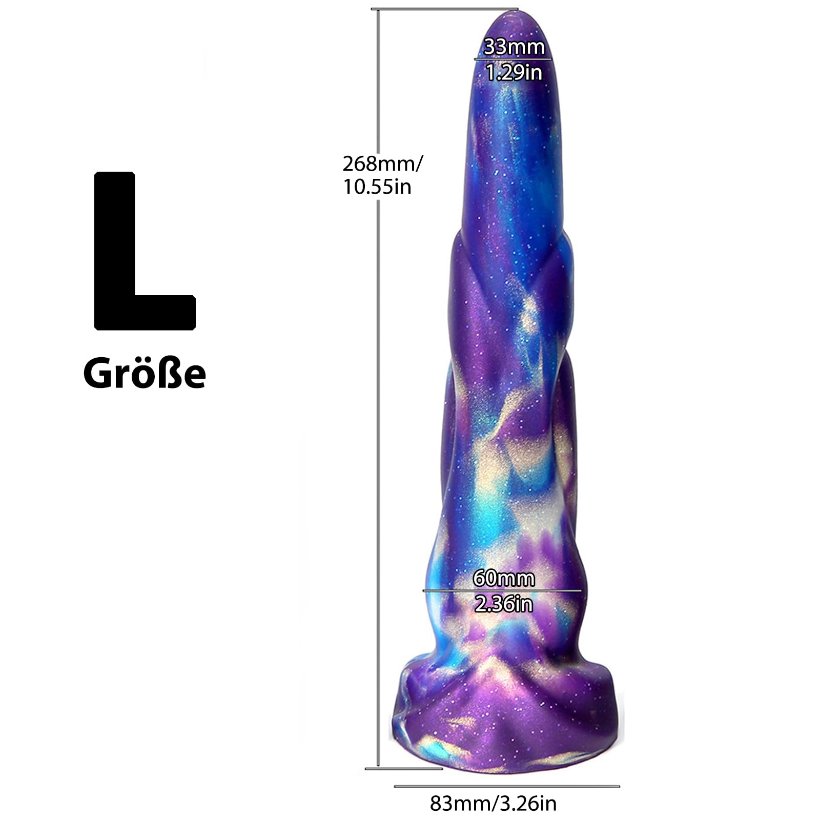 BDSMLOVE Dildo anale fantasy con ventosa, plug anale per uomini e donne, sex toy per fist fucking, dildo gigante, dildo a forma di pene per adulti, coppie, sesso estremo (L)