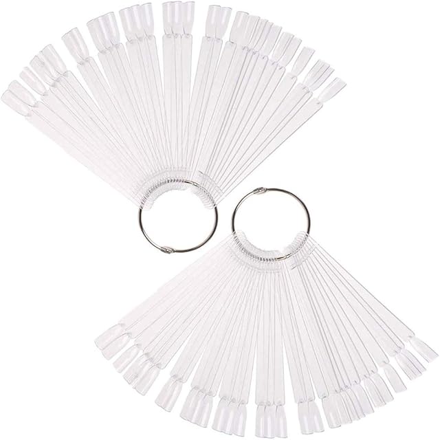 100 PCS Transparent Nail Swatches Sticks, TEOYALL Fan-shaped Nail Polish Display Board Nail Art Tips Practice Sticks (100pcs)