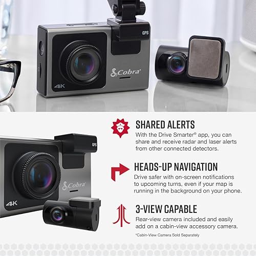 Miniatura 4 de Cobra Cámara inteligente para salpicadero + cámara trasera (SC 400D) - Resolución UHD 4K, Alexa incorporada, 3 cámaras, alertas policiales en vivo