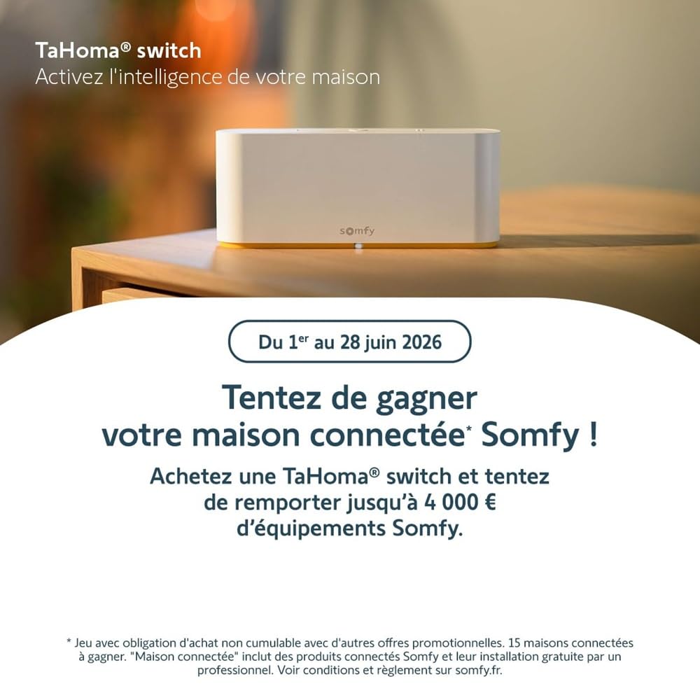 Somfy - Box domotique Tahoma Switch | Centralise et Pilote Vos Volets roulants et équipements connectés | Contrôle à Distance Via l'application ou Un Assistant Vocal | Compatible IO, RTS & Zigbee
