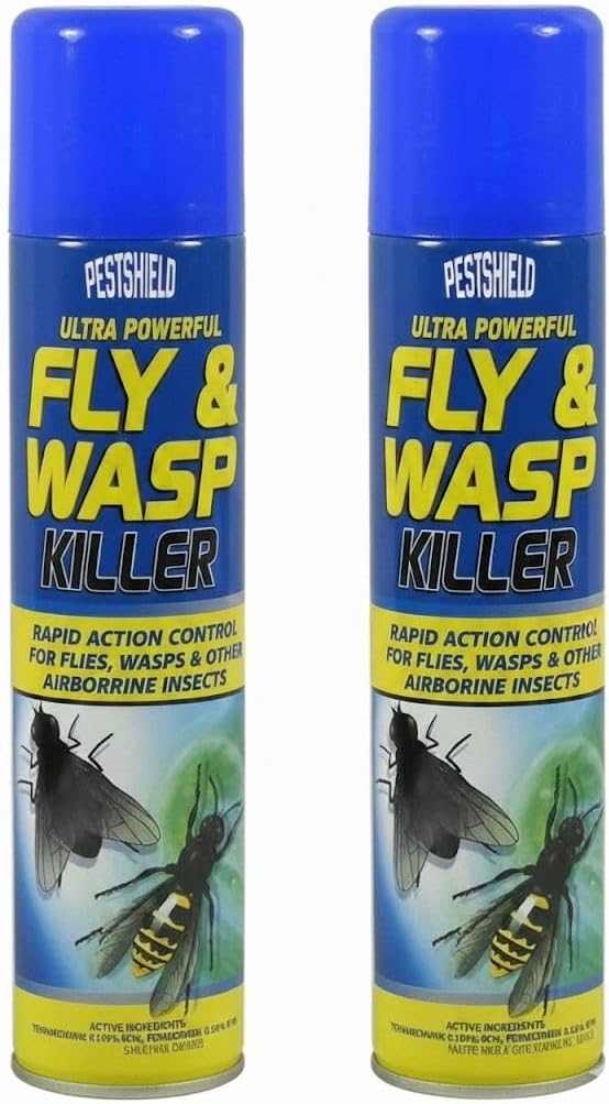 2 x Pestshield Fly & Wasp Flying Insect Killer Spray 300 ml by Pestshield