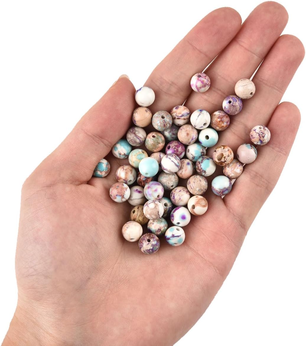 8mm White Purple Sea Sediment Imperial Jasper Round Gemstone Natural Stone Loose Beads for Jewelry Making Design Crafts 45 Pcs 15 Inch - Image 6