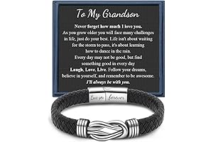 Black Leather Bracelets Gift for Men: Engraved Memagift Leather Bracelet with Stainless...