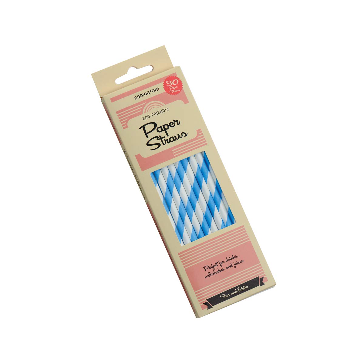 Paper Straws Blue Stripe 30 Pack