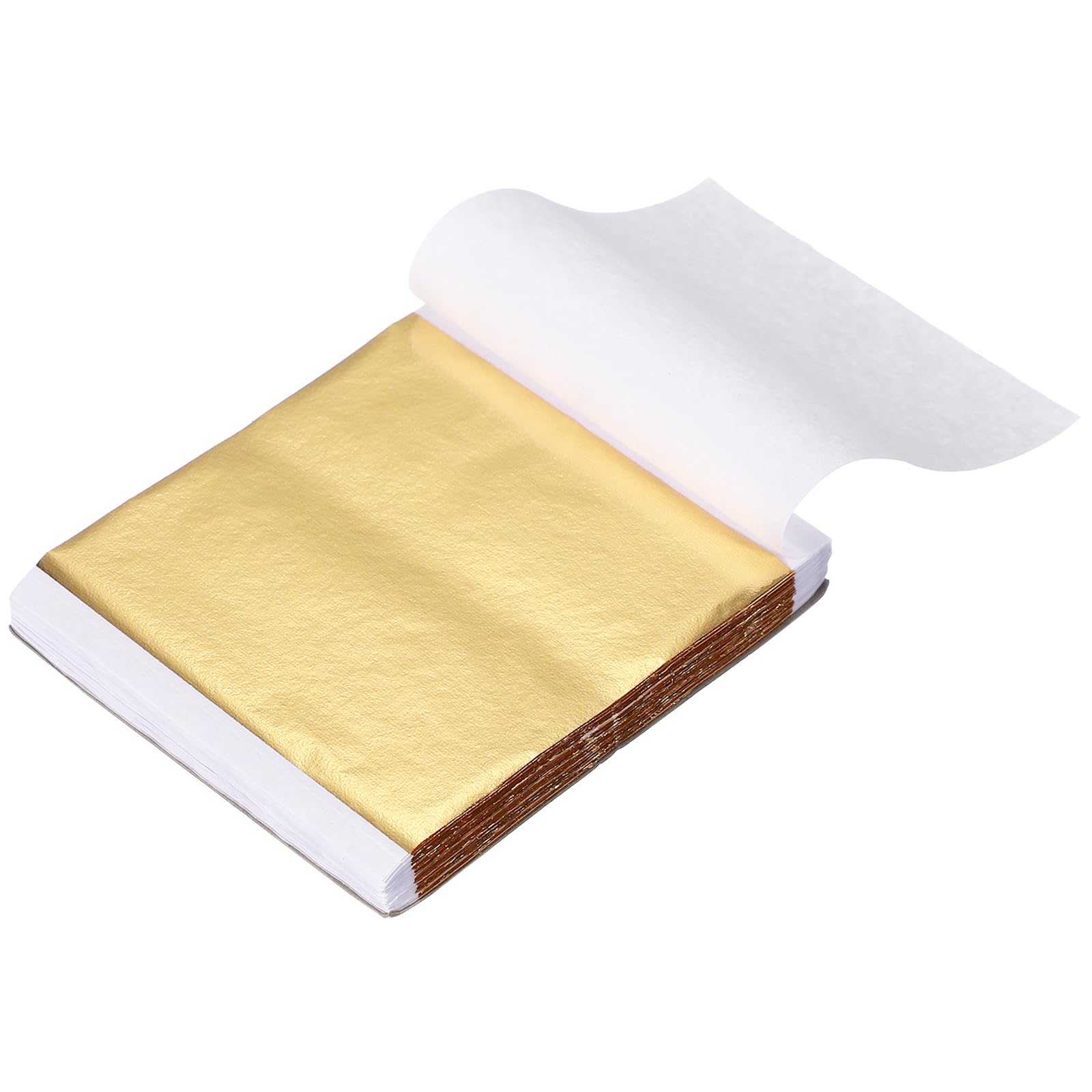 sourcing map 200 Sheet Gold Leaf Sheets, 3.3"x3.7" Imitation Gold Foil Sheets Variegated Booklet Paper for Crafts, Picture Frames, Nails and DIY Arts Decoration,Imitation Gold — image 1