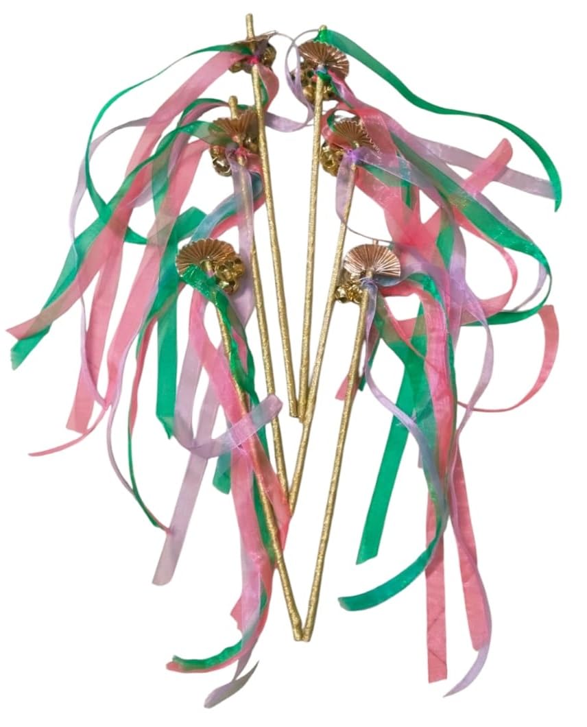Doorbag Wedding Wands Cheer Rattles Ribbon with Ghungroo Bells Props (20)