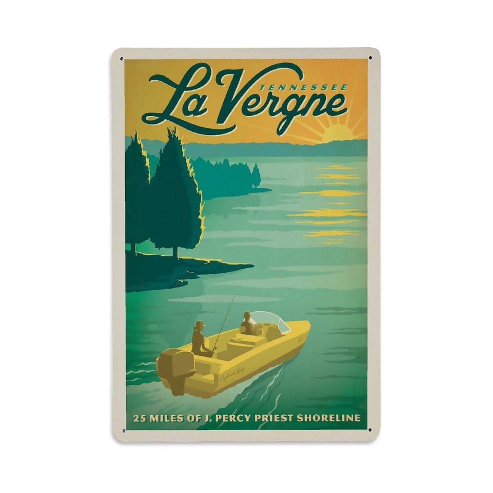 Vintage Travel Poster Rutherford County La Vergne TN Metal Tin Sign Wall Decor for Cafe, Club, Garden Metal Poster 8x12Inch