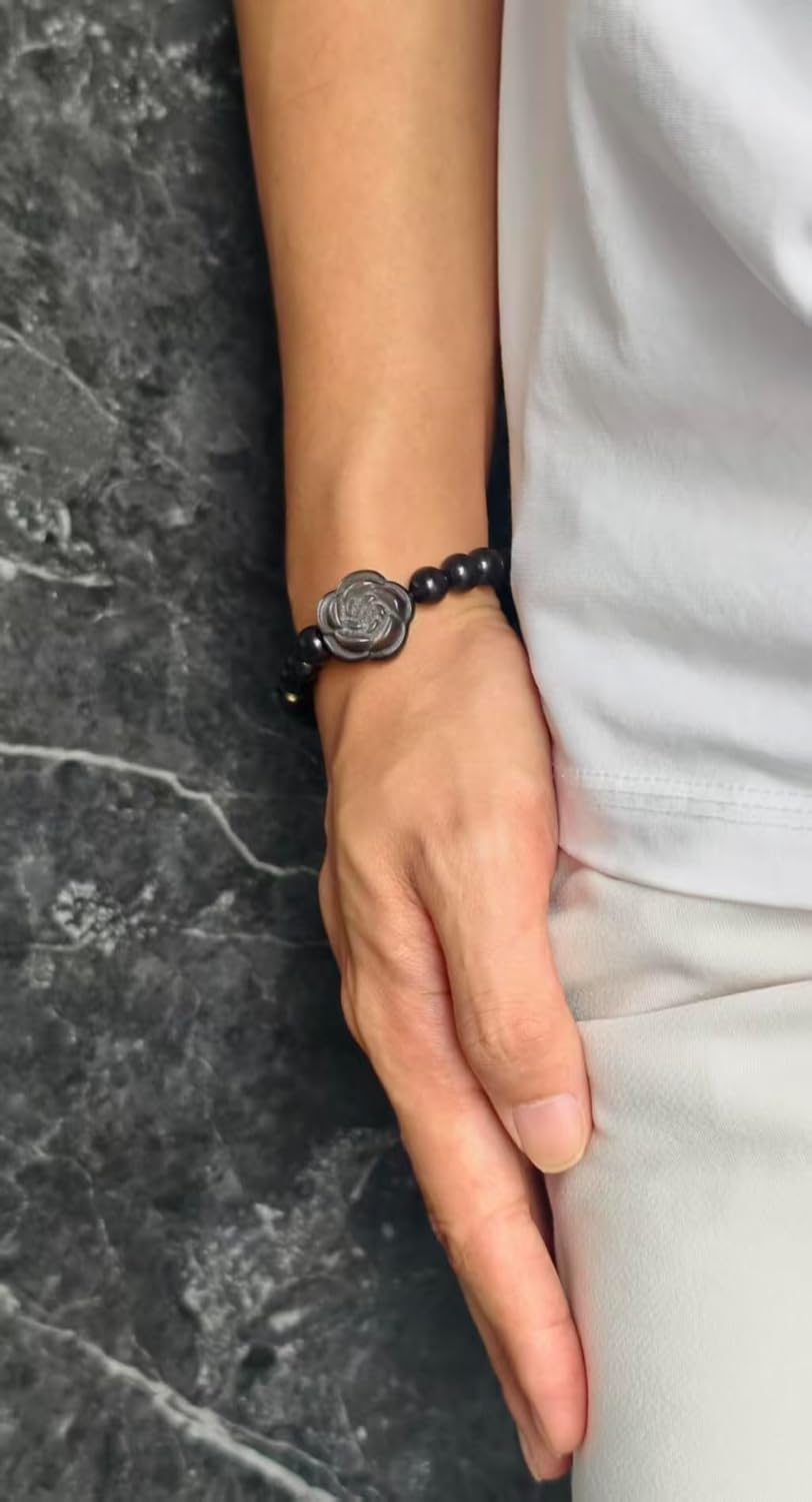 Bracelet Obsidian,5/16 inch Beaded Stretchy Crystal Elastic Bracelets, approximately 6-1/4 Inch Adjustable Unisex Protection Healing,Bitherday Gifts for BestFriend - Image 6