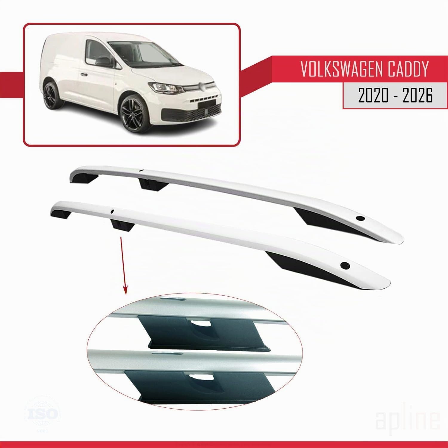 Compatible con Volkswagen Caddy 4 (SB) 2020-2024 (Distancia Entre Ejes Corta L1/H1) Rieles de Techo Portaequipajes de Techo Gris