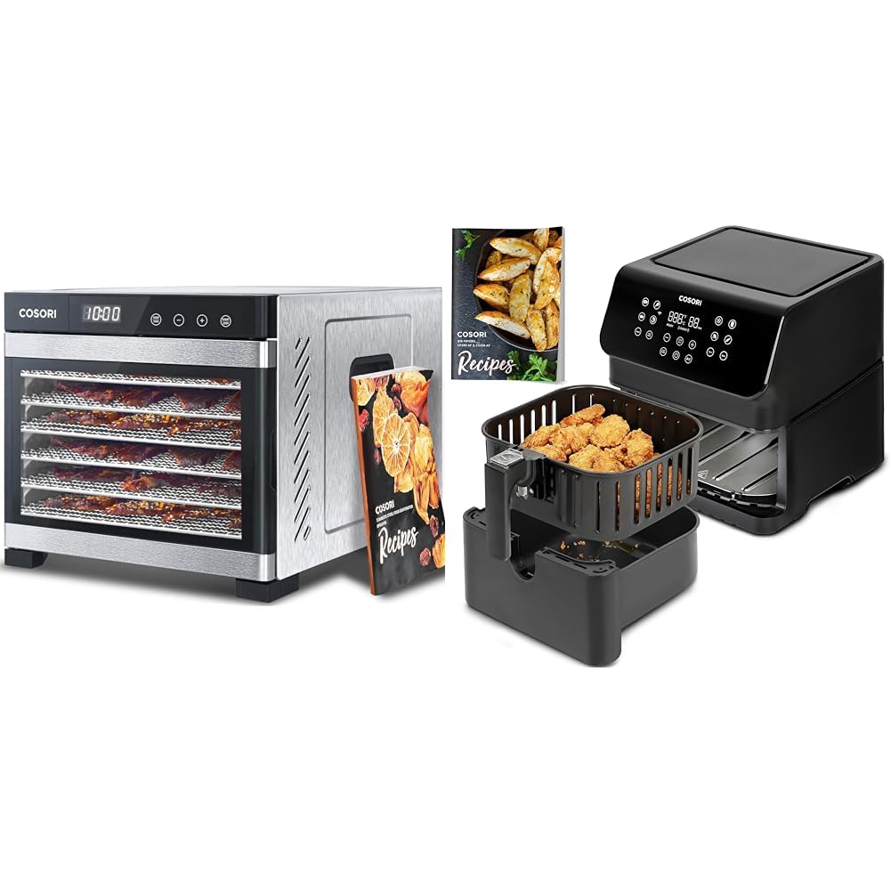 COSORI Food Dehydrator for Jerky, Large Drying Space with 6.48ft² &amp; Air Fryer 5.8QT Compatible with Alexa &amp; Google Assistant