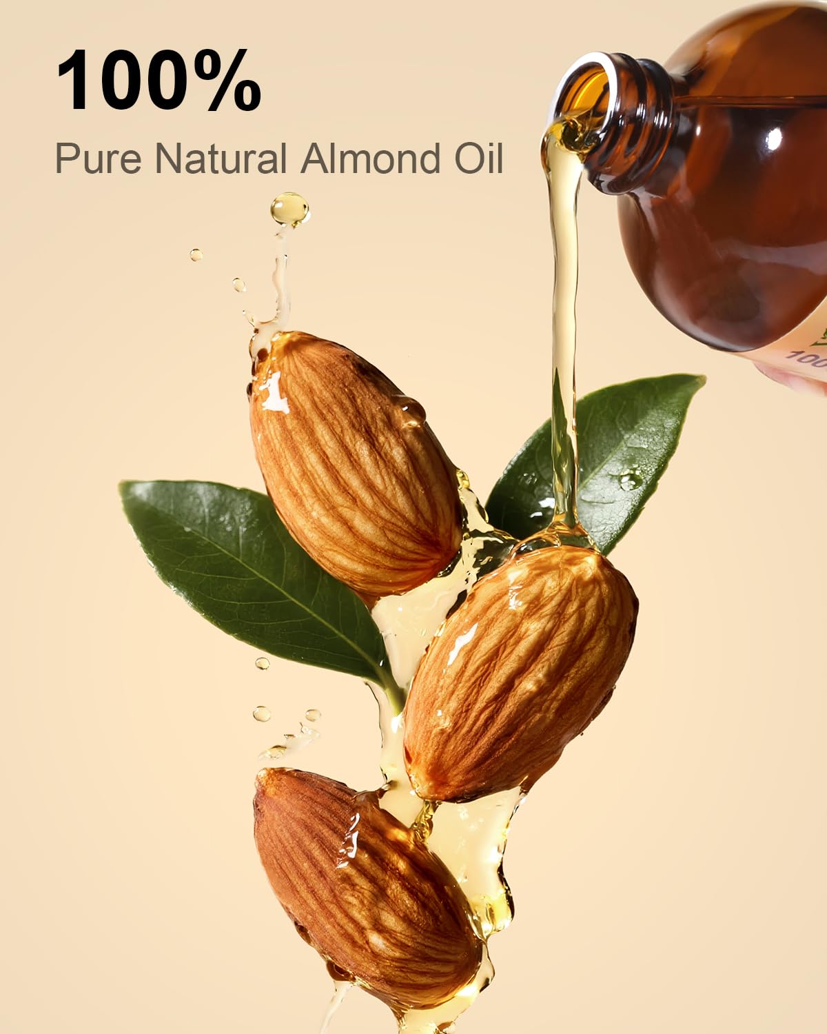 Organic Almond Oil 16 fl oz, USDA 100% Pure Cold Pressed Almond Oils in Glass Bottle, Natural Moisturizer for Face, Hair & Body, Ideal Carrier Oil for Skin Care, DIY Beauty & Soothing Massage - Image 2