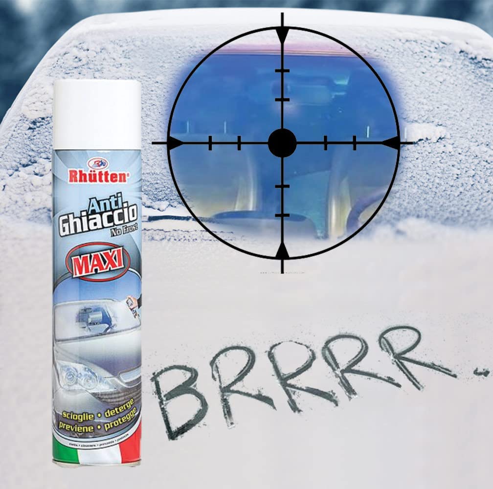 Rhütten 4X Spray Auto Antighiaccio Parabrezza + Spray Antiappannante Omaggio - Effetto Antigelo Deghiacciante 400ml x3 Maxi Formato - Scioglie Deterge Previene Protegge (4 Pezzi + Antiappannante)