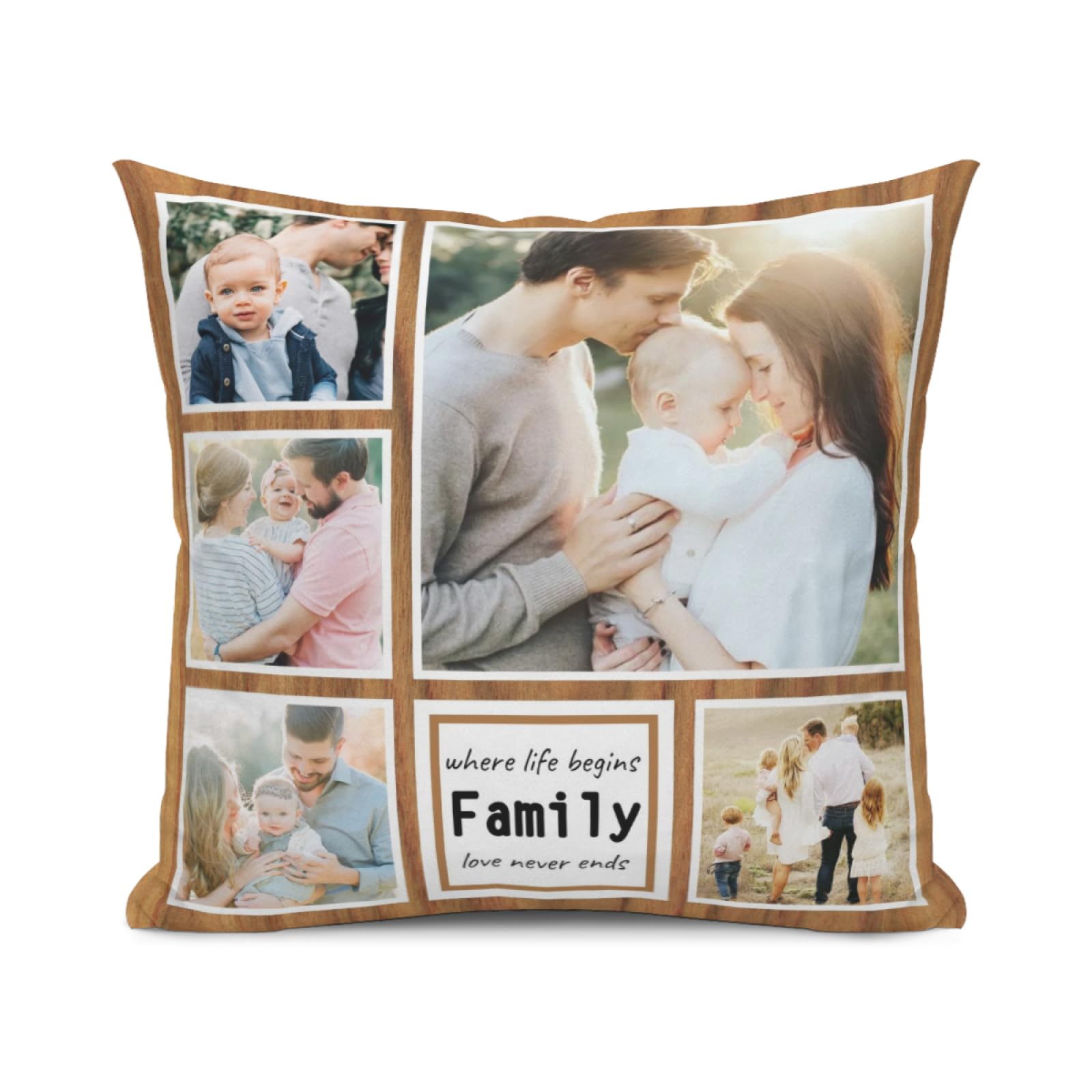 Custom Pillow Cover with Photos Text, Personalized Pillowcase with Pictures Aniversary Gifts for Mom Dad Families Boyfriend Girlfriend Kids Christmas