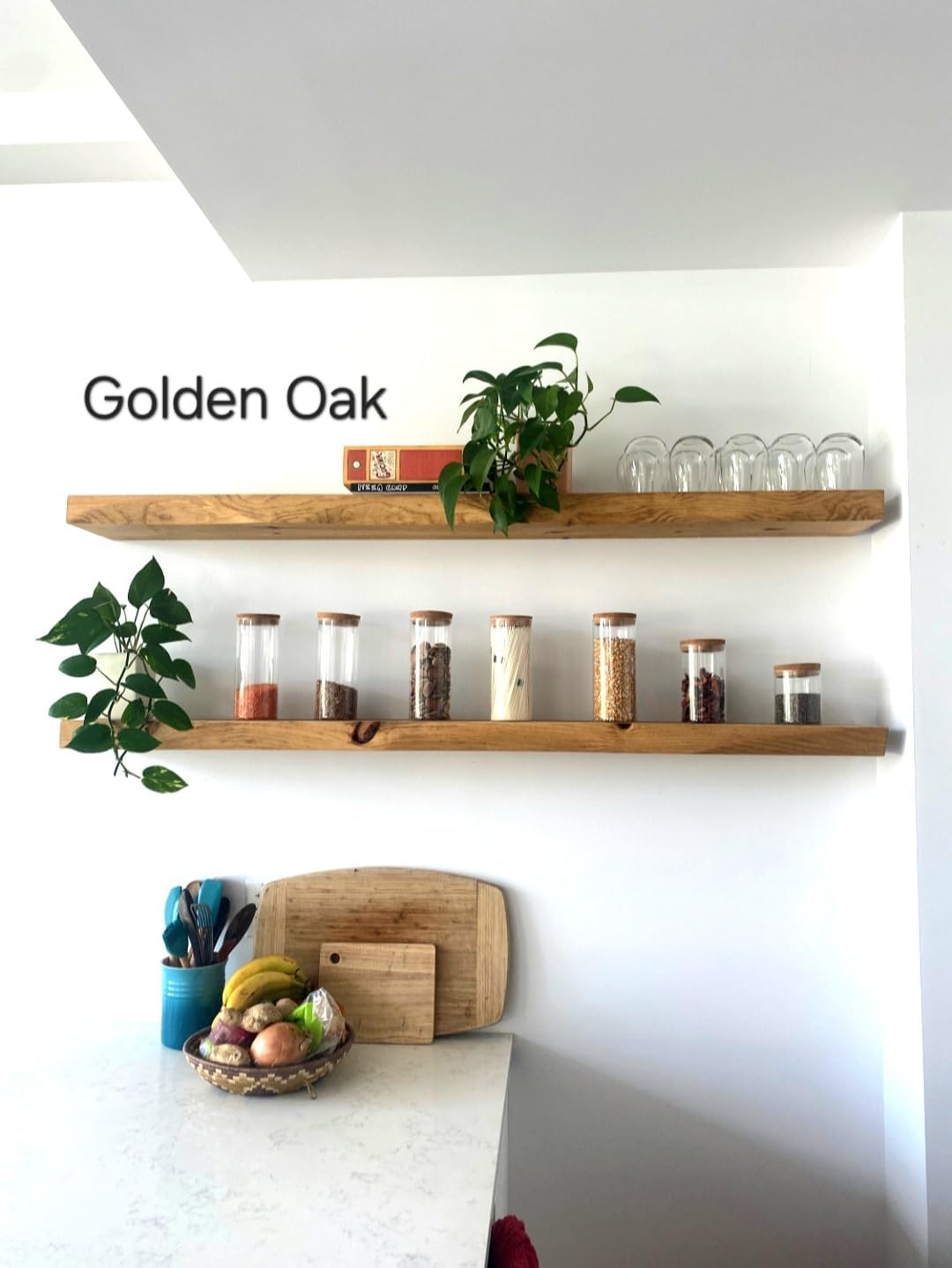 Rustic Curved Edge Solid Wood Floating Shelf Custom Colors and Sizes