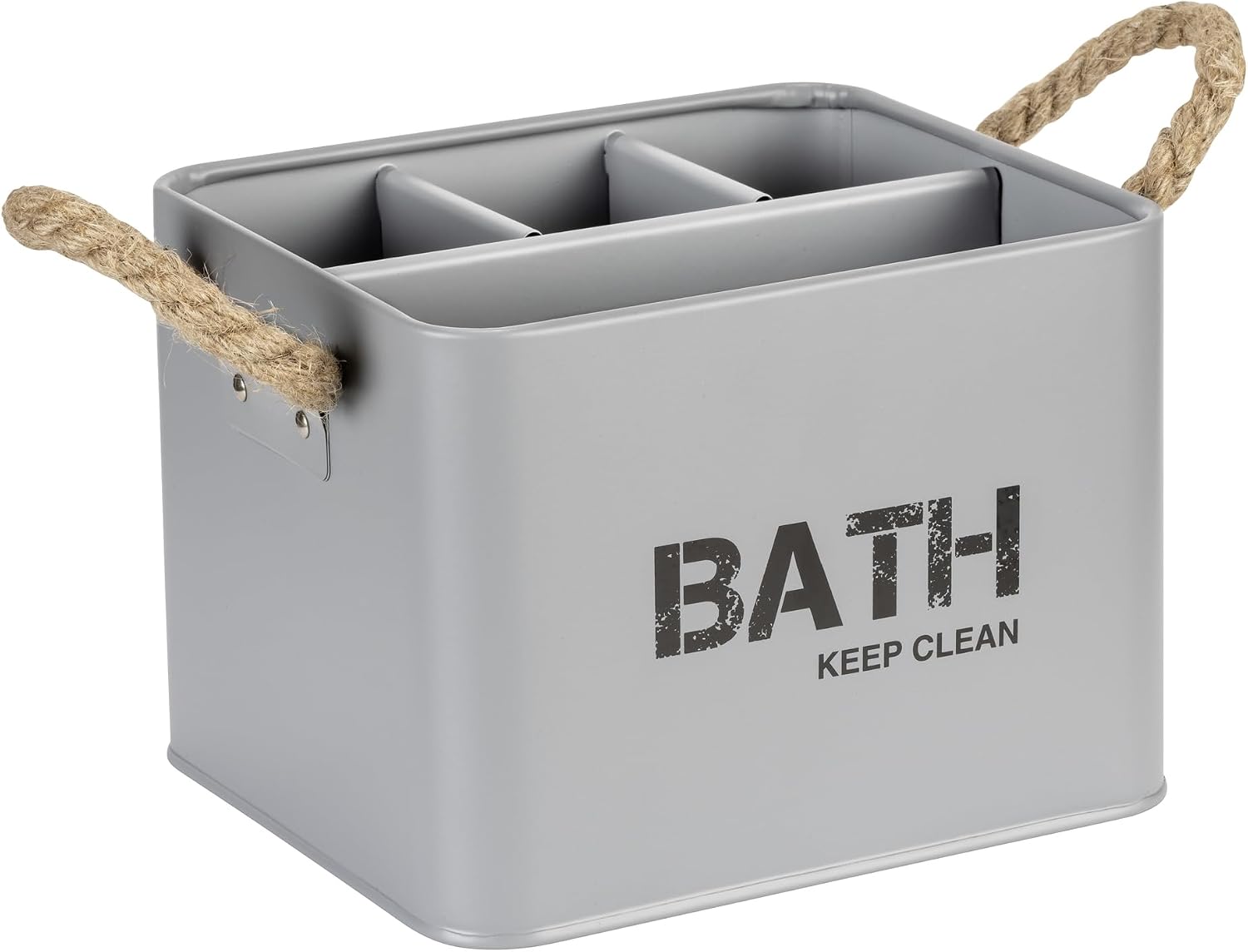 WENKO Gara Bathroom Storage Box, grey, angled view