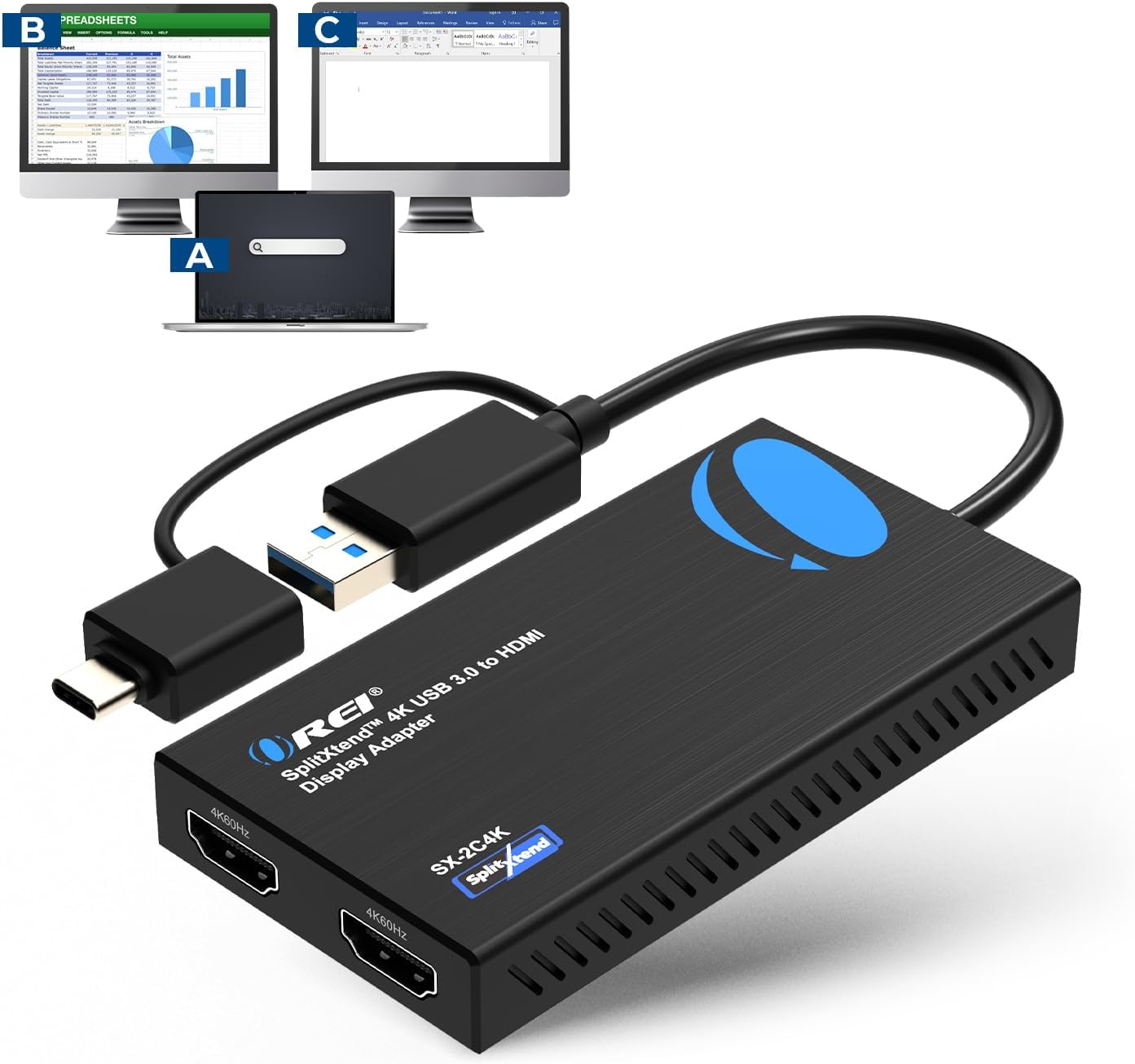 Amazon.com: OREI SplitExtend HDMI Splitter Extended Display for Windows ...