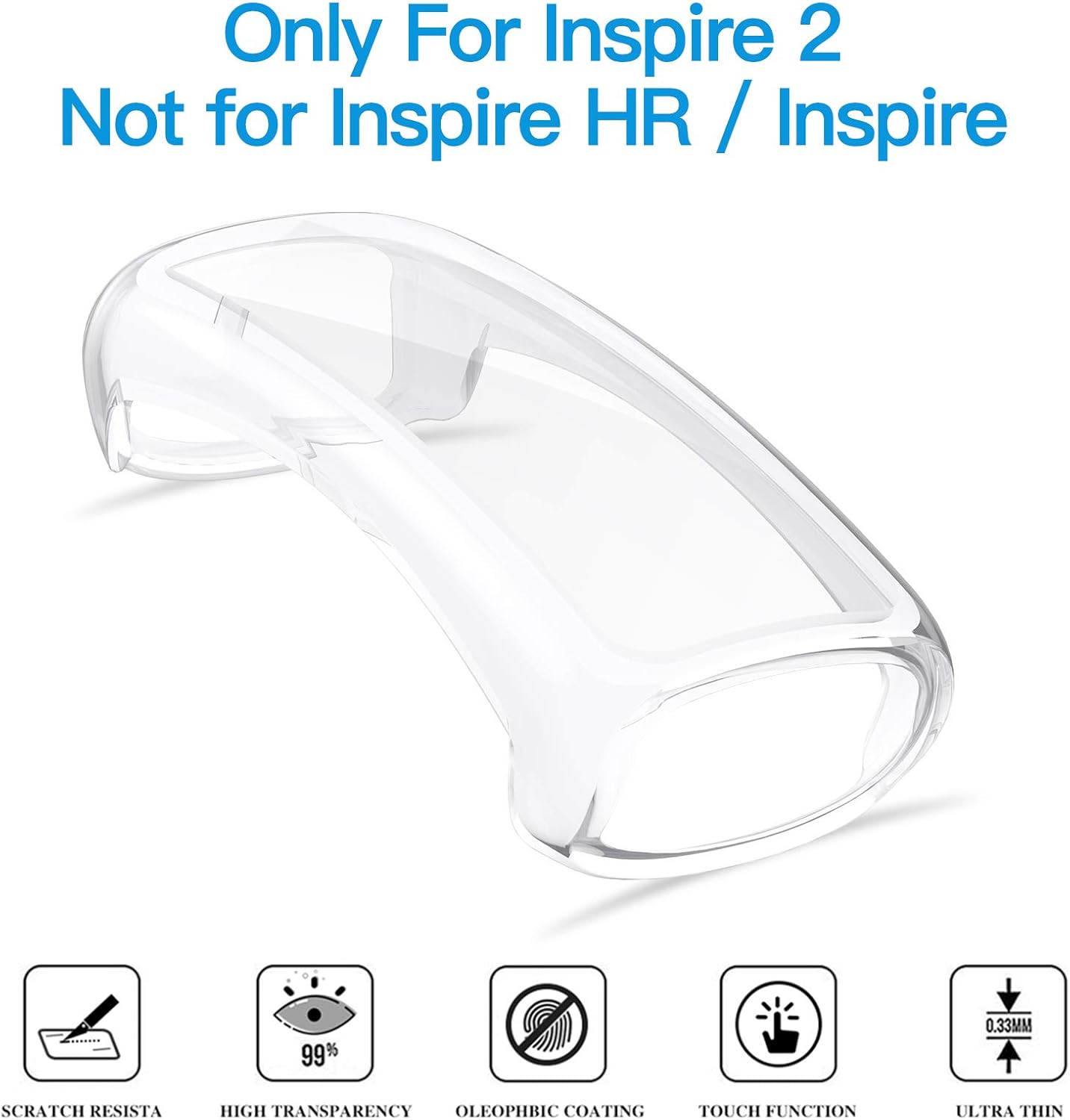 EZCO 2-Pack Screen Protector Case Compatible with Fitbit Inspire 2 (Not for Inspire), Full Coverage High HD Case Protective Screen Cover Bumper Frame for Inspire 2 Smartwatch
