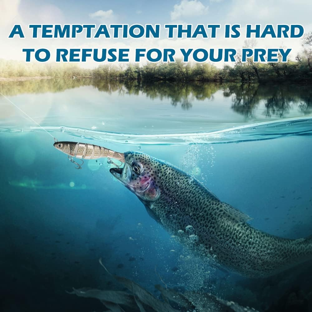 GOANDO Fishing Lures Topwater for Bass Trout Lifelike Multi Jointed Swimbaits Fishing Accessories Slow Sinking Swimming Bass Fishing Lure for Freshwater or Saltwater Fishing Gifts for Men : Sports & Outdoors