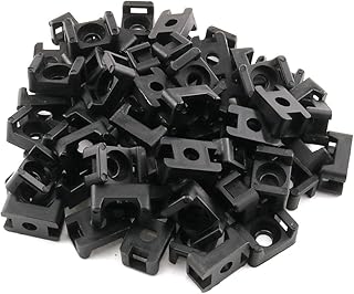 E-outstanding 100-Pack Black 4.5mm Width Cable Tie Saddle Type Mount Base Wires Holder Plastic Cord Management