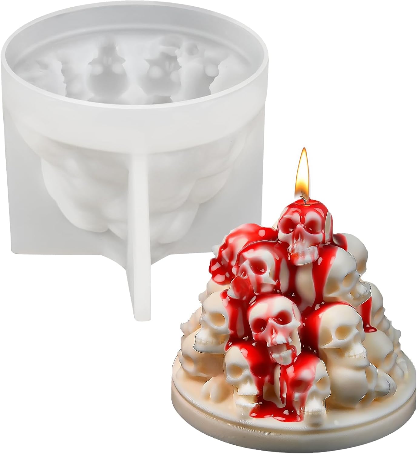 Skull Candle Molds for Candle Making, Halloween Silicone Mold for Epoxy Resin Candles Wax Soap Plaster Cement Concrete Home Party Decorations