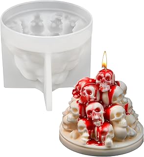 Skull Candle Molds for Candle Making, Halloween Silicone Mold for Epoxy Resin Candles Wax Soap Plaster Cement Concrete Home Party Decorations