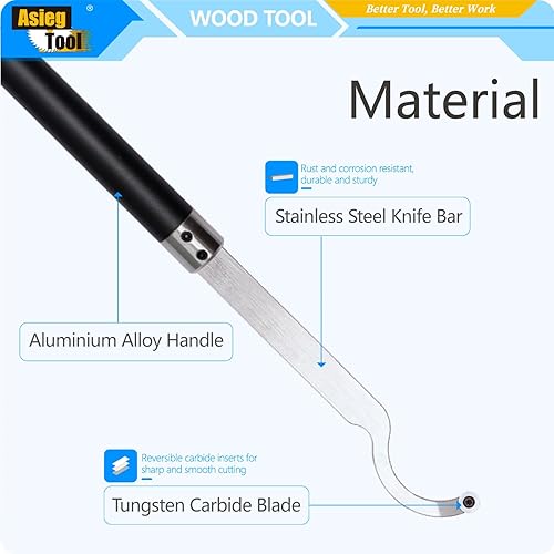 Miniatura 4 de Carbide Tipped Wood Turning tools set Lathe Rougher Finisher Detailer Swan Neck Hollower Tools and Interchangeable Aluminum Alloy Grip Handle with