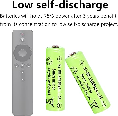 Miniatura 7 de Baterías recargables NiMH AA de 900 mAh de 1.2 V, paquete de 12 baterías recargables dobles A para luces solares, luces de cadena de luces de