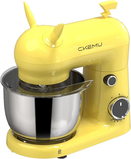 Stand Mixer, Compact & Space-Saving, Stainless Steel Bowl, Unique & Playful Design, Effcient 300W Motor, Dishwasher-Safe Attachments, SM-2549A, Yellow