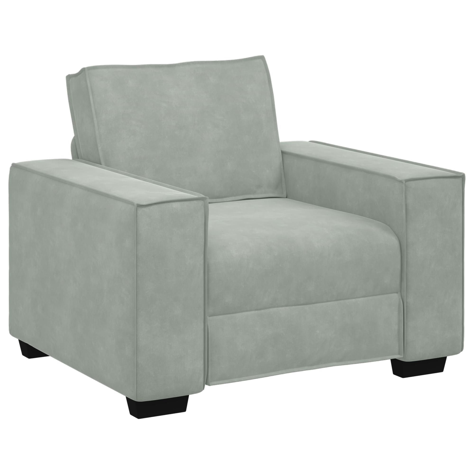 3-częściowy komplet mebli z poduszkami, jasnoszary, aksamitny – 3-osobowa sofa z miękkiego aksamitu zapewnia przytulną atmosferę, stabilna rama ze sklejki i metalu, szerokie podłokietniki