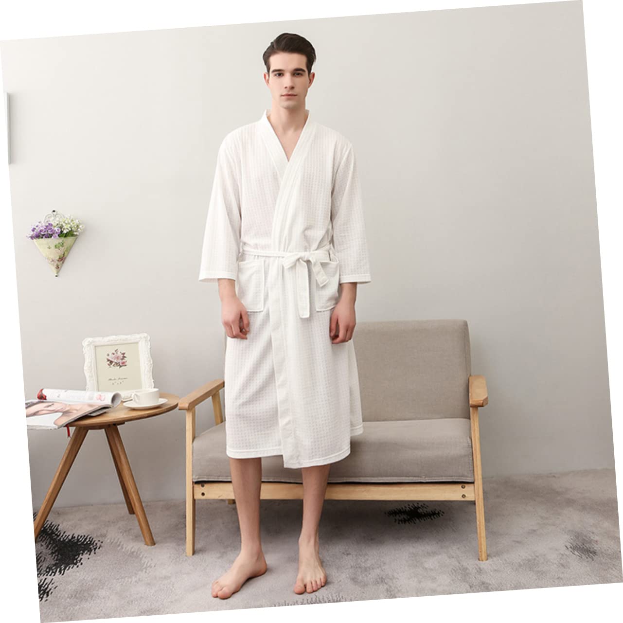 COLLBATH Robe de Nuit Couple Homme Xl en Polyester Blanc, 1 Pièce