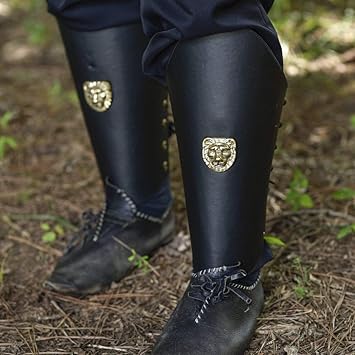 مجموعة دروع الأسد الجلدية من Nautical-Mart Black Warriors Greaves Bracors