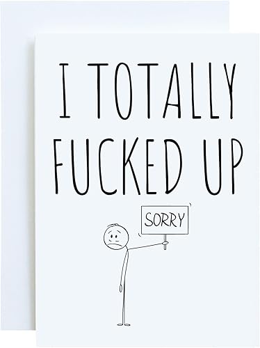 Oh Shirt and More LLC Tarjeta de felicitación de disculpa divertida con sobre, divertida tarjeta de felicitación de disculpa sarcástica con sobre,