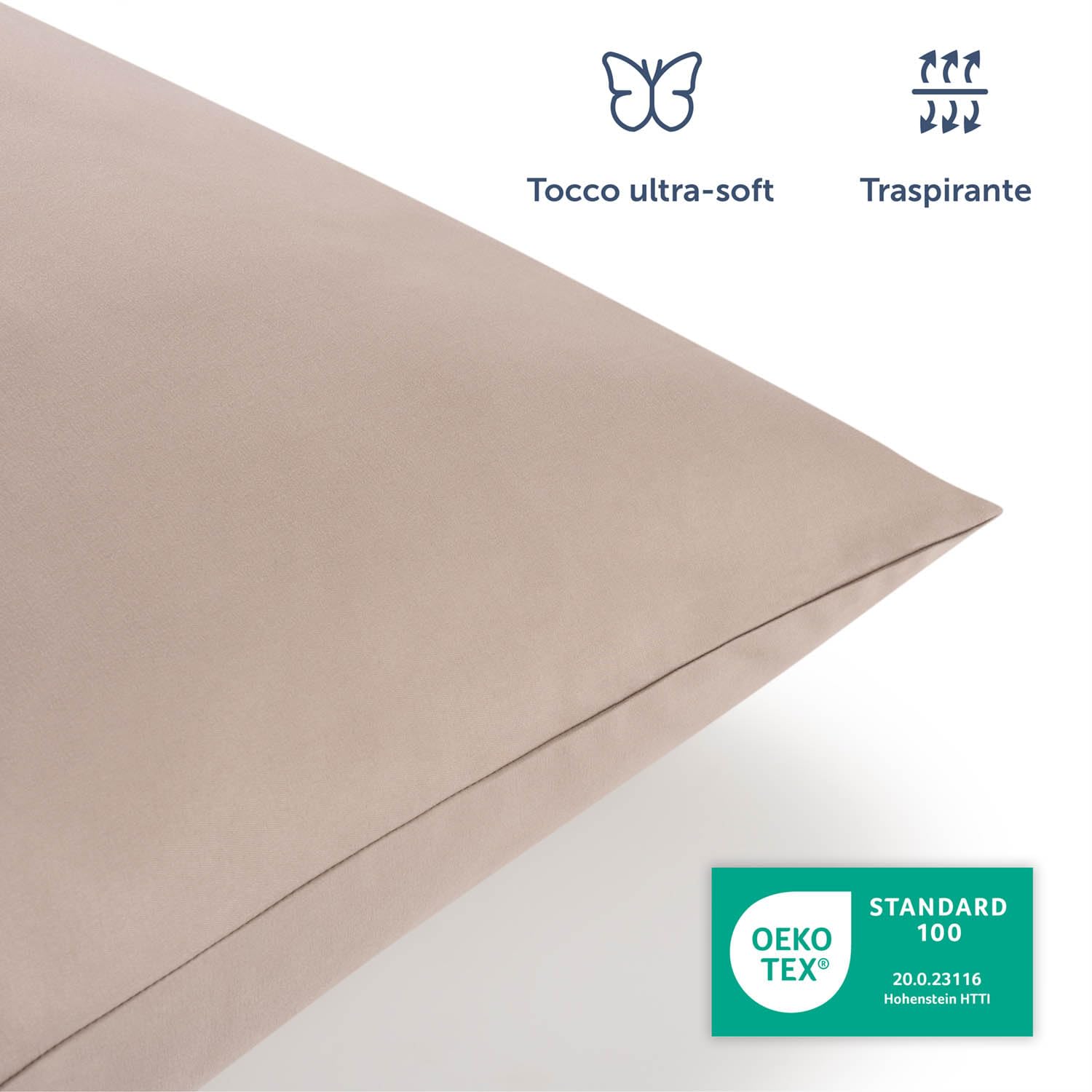 Blumtal Copripiumino Una Piazza e Mezza 200x220 e Federe 50x80 - Set di Lenzuola in microfibra extra morbida certificata Oeko-Tex, Set Copripiumino con 2 Federe - 3 pezzi - Taupe