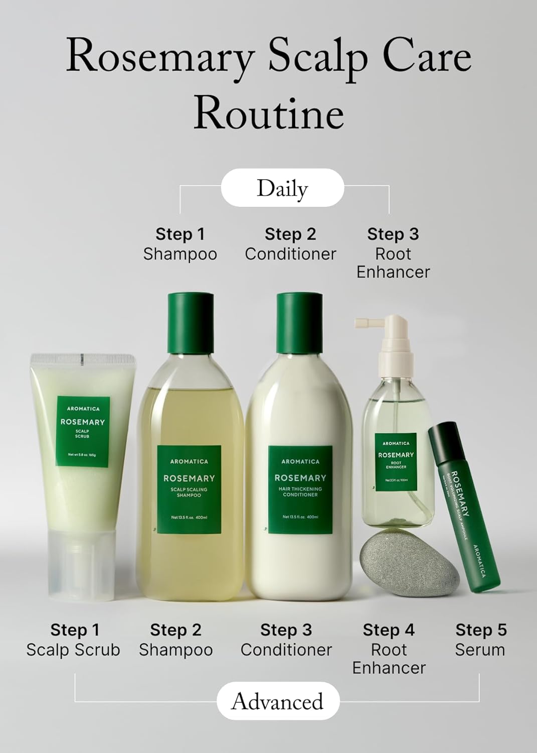 AROMATICA Rosemary Scalp Scaling Shampoo - Korean Hair Care with Thinning Hair Loss Natural Rosemary Essential Oil for Women - Vegan Hair Growth - Free from Sulfate, Silicone, and Paraben (13.53 oz) - Image 6