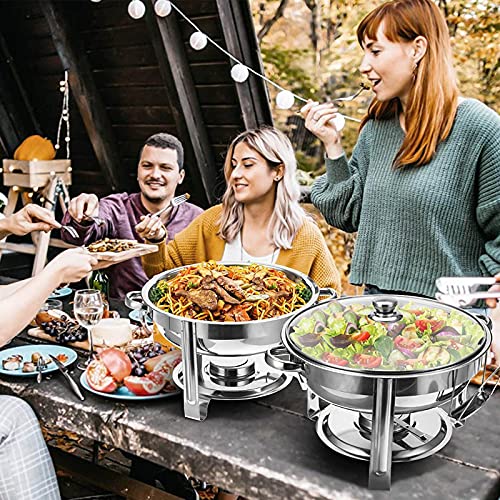LKJHG 2Pack Runde Chafers, Buffetwärmer-Sets Mit Glasdeckel & Deckelhalter Chafing Dishes, Edelstahl Catering… – Bild 6