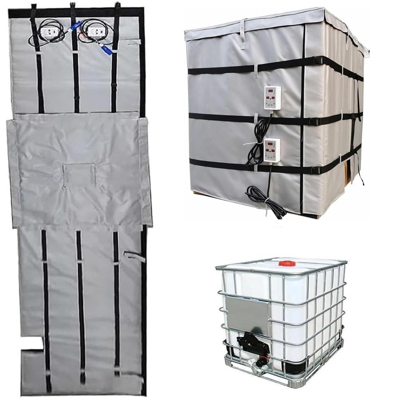 Koc Grzewczy Do Pojemników IBC, Grzejnik Do Beczek 2000 W/4000 W | Metalowy Podgrzewacz Beczek, Nakładka Na Podgrzewacz Beczek IBC Do Beczek O Pojemności 55/275 Galonów Z Termostatem