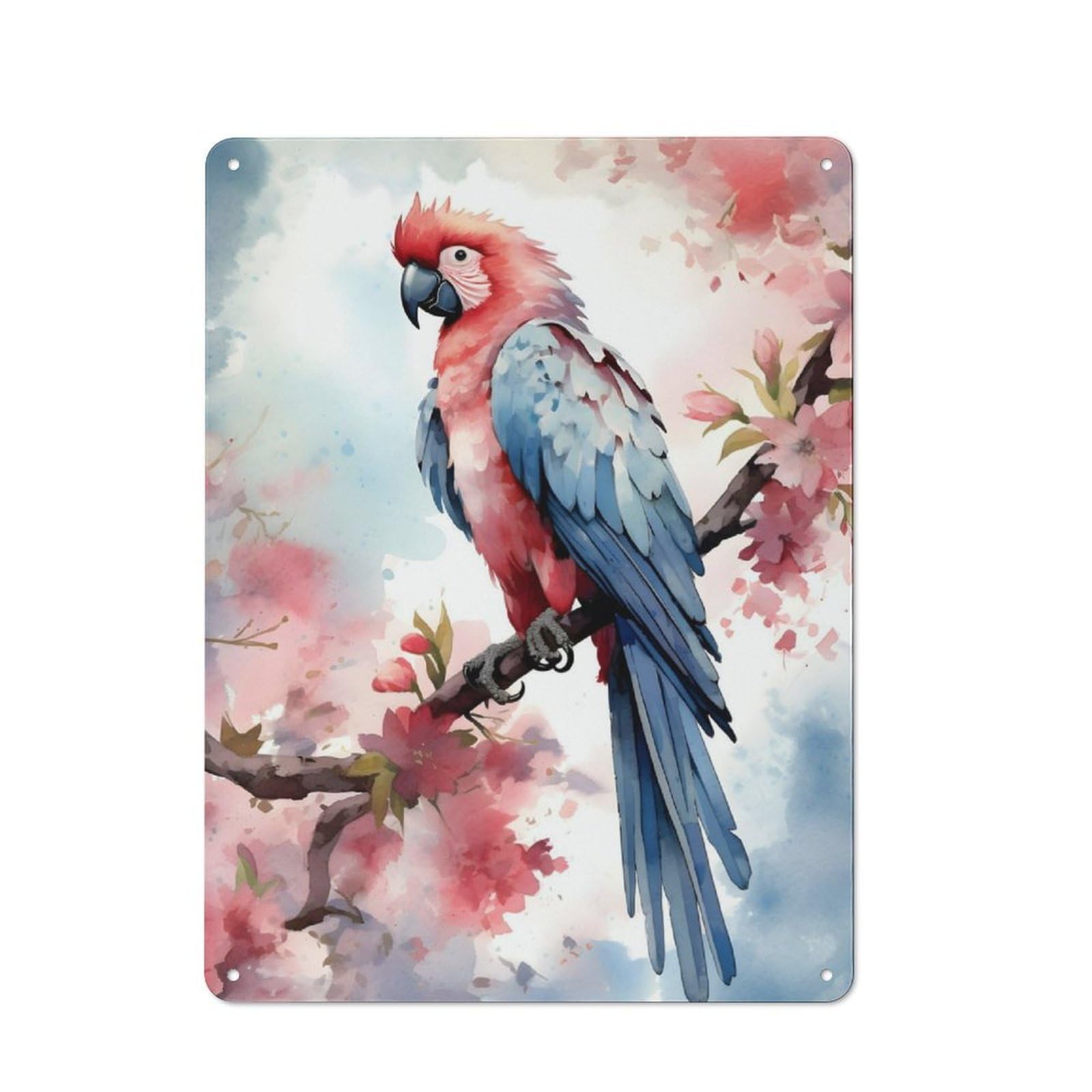 Junmoney Macaw Watercolor Printed Metal Sign 40X30cm For Home Office Or Studio, A Christmas Gift For People Styling Home Office And Studio