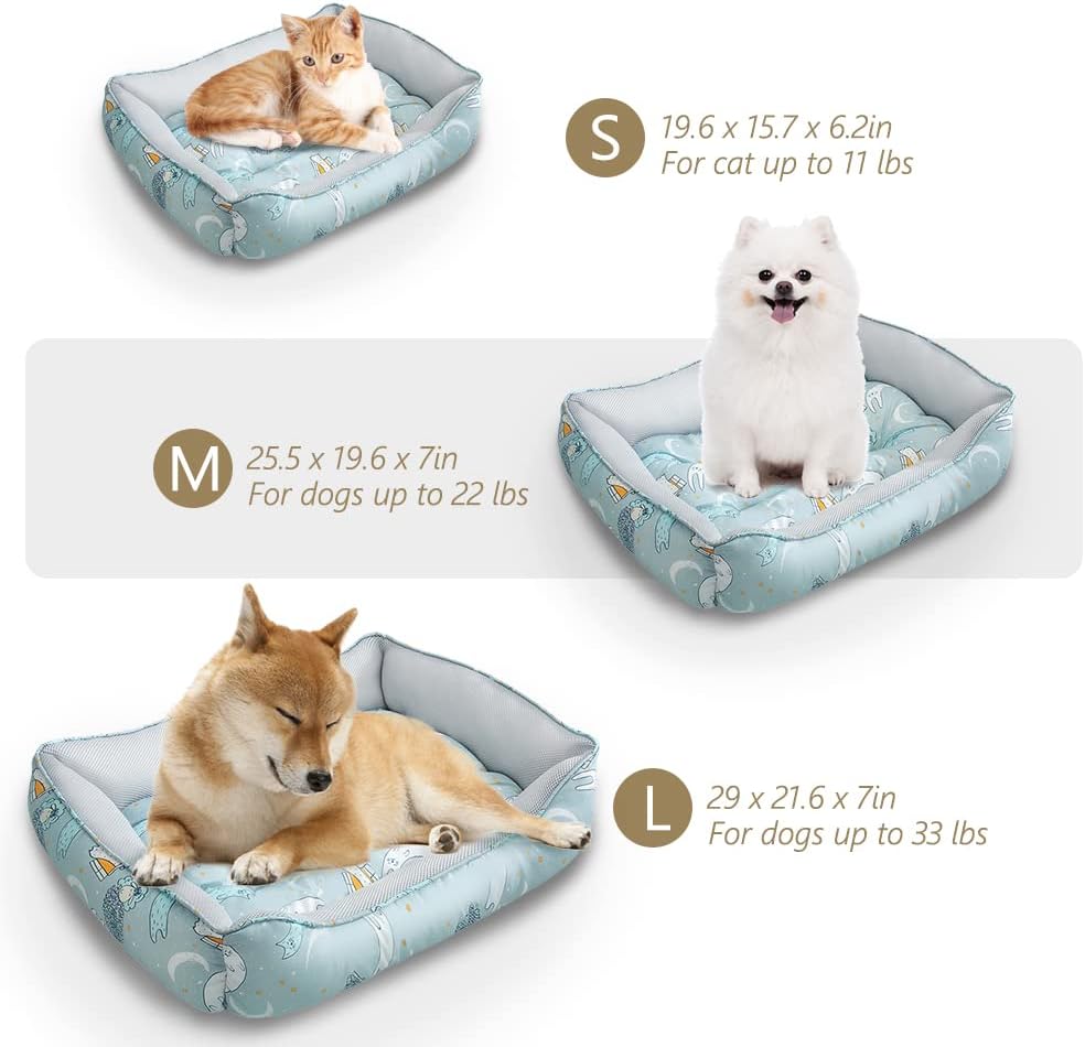 Cooling Dog Bed, Soft Pet Bed Breathable Rectangular Cat Bed for Medium Cat & Dog Sleeping Washable Dog Bed (Medium, Pet)