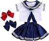 AwwwCos Japanese Kids School JK Uniform Girls Boys Sailor Navy Blue Pleated Skirt Shorts Anime Cosplay Costumes GIRL