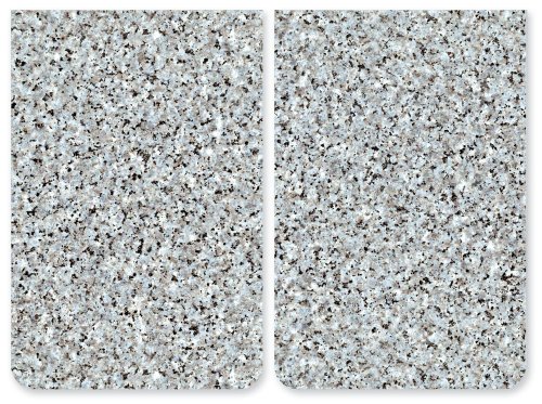 Maximex Universal Cover Plates Granite-Set of 2, for All Types of cookers, Tempered glass, Multicoloured, 52 x 30 x 1.8-4.5 cm