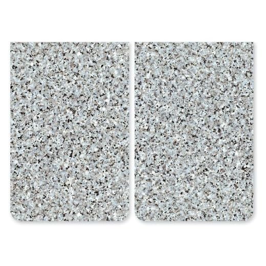 Maximex Cubierta de cocina Universal Granito 2 unidades - juego de 2 piezas para todos los tipos de cocinas, Vidrio endurecido, 30 x 1.8-5.5 x 52 cm, Multicolor